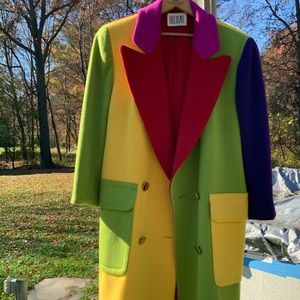 Bill Blass Vintage 1980’s Wool Colorblock Coat